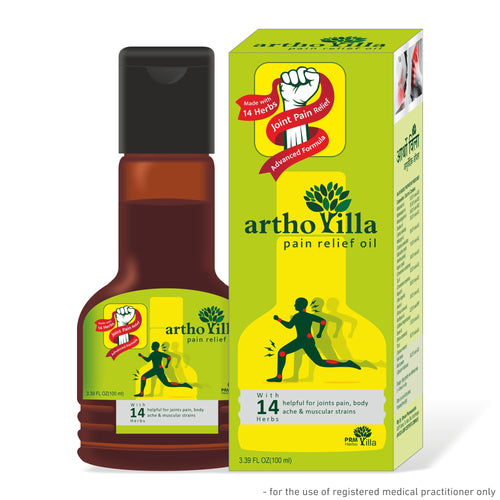 Arthovilla Ayurvedic Joint & Muscle Relief Oil 🌿 | Deep Tissue Herbal Massage Oil for Knee Pain, Arthritis, Sciatica & Back Pain | 14 Herbal Oils Formula ( pack of 2 )