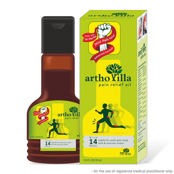 Arthovilla Ayurvedic Joint & Muscle Relief Oil 🌿 | Deep Tissue Herbal Massage Oil for Knee Pain, Arthritis, Sciatica & Back Pain | 14 Herbal Oils Formula ( pack of 2 )