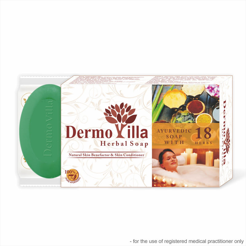 Dermovilla Ayurvedic Herbal Soap 🌿 | Anti-Acne Skin Cleansing Bar with Neem, Turmeric & Tea Tree | Natural Glow & Pollution Protection ( pack of 2)