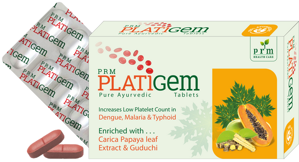 PRM Platigem Tablets Ayurvedic Platelet Support | Papaya Extract & Giloy | Immunity Booster & Liver Health Support