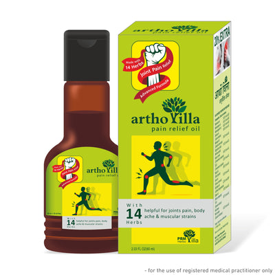 Arthovilla Ayurvedic Joint & Muscle Relief Oil 🌿 | Deep Tissue Herbal Massage Oil for Knee Pain, Arthritis, Sciatica & Back Pain | 14 Herbal Oils Formula ( pack of 2 )