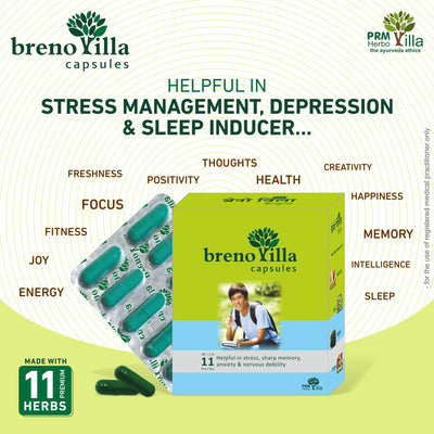 Brenovilla Brain Health Capsules | Ayurvedic Memory & Focus Support | Brahmi, Shankhpushpi & Guduchi Cognitive Wellness Formula (30 Capsules)