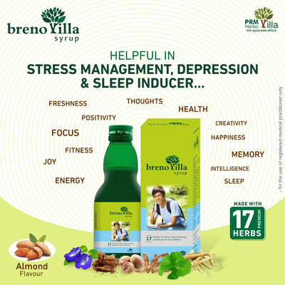 Brenovilla Brain Tonic Syrup | Ayurvedic Memory & Concentration Support | Brahmi, Shankhpushpi & Ashwagandha Brain Health Formula (200 ml) ( pack of 2 )