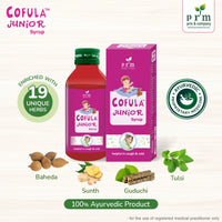 Cofula Junior Kids Herbal Cough Syrup 🍯 | Ayurvedic Relief for Children’s Cough, Cold & Sore Throat | Tulsi, Ginger & Honey Formula (100 ml)  ( pack of 2 )