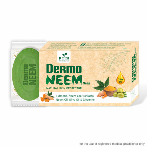 PRM Dermo Neem Soap 75g | Neem, Turmeric & Olive Oil | Anti-Acne Ayurvedic Bath Soap for Clear, Smooth & Healthy Skin ( pack of 2)
