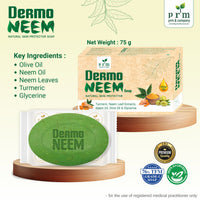 PRM Dermo Neem Soap 75g | Neem, Turmeric & Olive Oil | Anti-Acne Ayurvedic Bath Soap for Clear, Smooth & Healthy Skin ( pack of 2)