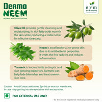 PRM Dermo Neem Soap 75g | Neem, Turmeric & Olive Oil | Anti-Acne Ayurvedic Bath Soap for Clear, Smooth & Healthy Skin ( pack of 2)
