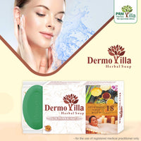 Dermovilla Ayurvedic Herbal Soap 🌿 | Anti-Acne Skin Cleansing Bar with Neem, Turmeric & Tea Tree | Natural Glow & Pollution Protection ( pack of 2)