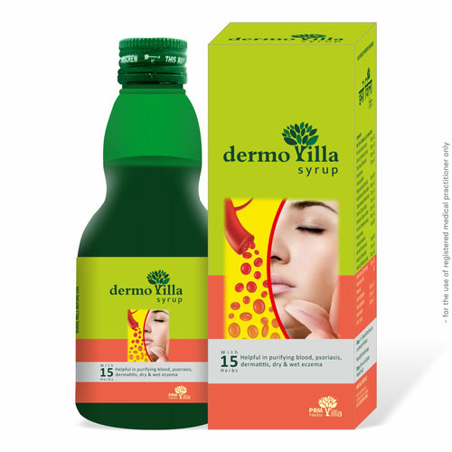 PRM Dermovilla Syrup 200ml 🌿 | Ayurvedic Blood Purifier for Acne, Pimples & Skin Health 💧 | Herbal Skin Detox & Immunity Support ( pack of 2 )
