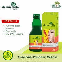 PRM Dermovilla Syrup 200ml 🌿 | Ayurvedic Blood Purifier for Acne, Pimples & Skin Health 💧 | Herbal Skin Detox & Immunity Support ( pack of 2 )