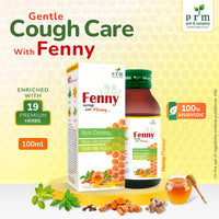 Fenny Herbal Cough Syrup with Honey 🍯 | Ayurvedic Throat Care & Dry Cough Relief | Tulsi, Ginger & Herbal Respiratory Support (100 ml) ( pack of 2 )