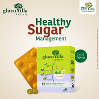 Glucovilla Ayurvedic Blood Sugar Support Tablets | Herbal Glucose Metabolism Formula with Gudmar, Karela & Jamun Seed | Natural Blood Sugar Balance (30 Tablets) ( pack of 2 )