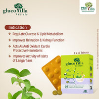 Glucovilla Ayurvedic Blood Sugar Support Tablets | Herbal Glucose Metabolism Formula with Gudmar, Karela & Jamun Seed | Natural Blood Sugar Balance (30 Tablets) ( pack of 2 )