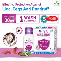 PRM Hair Marshal Anti Lice Cream Wash Pack of 3 🧴 | 3-in-1 Herbal Lice Removal Treatment 🌿 | Kills Lice, Eggs & Nits in One Wash | Neem, Reetha & Shikakai