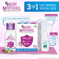 PRM Hair Marshal Anti Lice Cream Wash Pack of 3 🧴 | 3-in-1 Herbal Lice Removal Treatment 🌿 | Kills Lice, Eggs & Nits in One Wash | Neem, Reetha & Shikakai