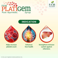 PRM Platigem Syrup 225ml | Ayurvedic Immunity & Platelet Support | Papaya Leaf, Giloy, Amla & Aloe Vera | Herbal Health Tonic ( pack of 2)