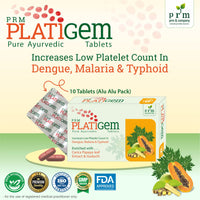 PRM Platigem Tablets Ayurvedic Platelet Support | Papaya Extract & Giloy | Immunity Booster & Liver Health Support