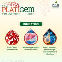 PRM Platigem Tablets Ayurvedic Platelet Support | Papaya Extract & Giloy | Immunity Booster & Liver Health Support