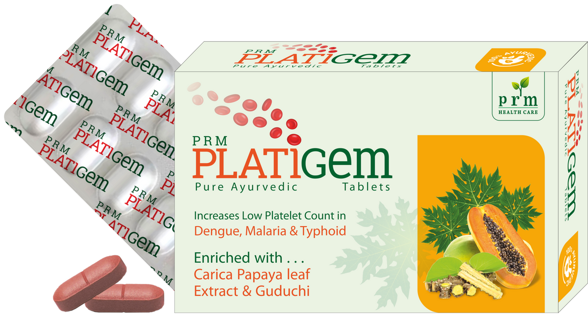 PRM Platigem Tablets Ayurvedic Platelet Support | Papaya Extract & Giloy | Immunity Booster & Liver Health Support