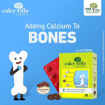 Calcyvilla Ayurvedic Calcium Tablets | Natural Bone Strength & Calcium Absorption Support | Herbal Formula with Mukta Shukti, Shankh Bhasma & Ashwagandha (30 Tablets)  ( pack of 2 )