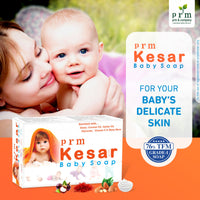 PRM Kesar Baby Soap | 76% TFM Ayurvedic Moisturizing Soap for Babies | Saffron, Milk Cream & Coconut Oil Gentle Skin Care