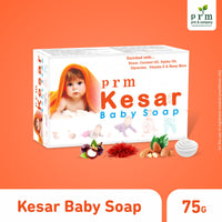 PRM Kesar Baby Soap | 76% TFM Ayurvedic Moisturizing Soap for Babies | Saffron, Milk Cream & Coconut Oil Gentle Skin Care