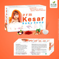 PRM Kesar Baby Soap | 76% TFM Ayurvedic Moisturizing Soap for Babies | Saffron, Milk Cream & Coconut Oil Gentle Skin Care
