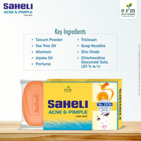 PRM Saheli Anti-Acne Soap 75g | Zinc Oxide, Tea Tree & Jojoba Oil | Pimple Control, Skin Glow & Anti-Bacterial Bath Soap  ( pack of 2  )