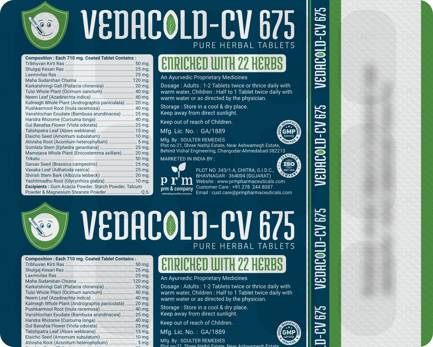 VedaCold-CV 675 Tablets - Strip Back